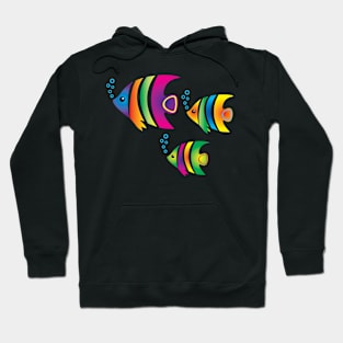 Funny fish. Flock of colorful fish Hoodie